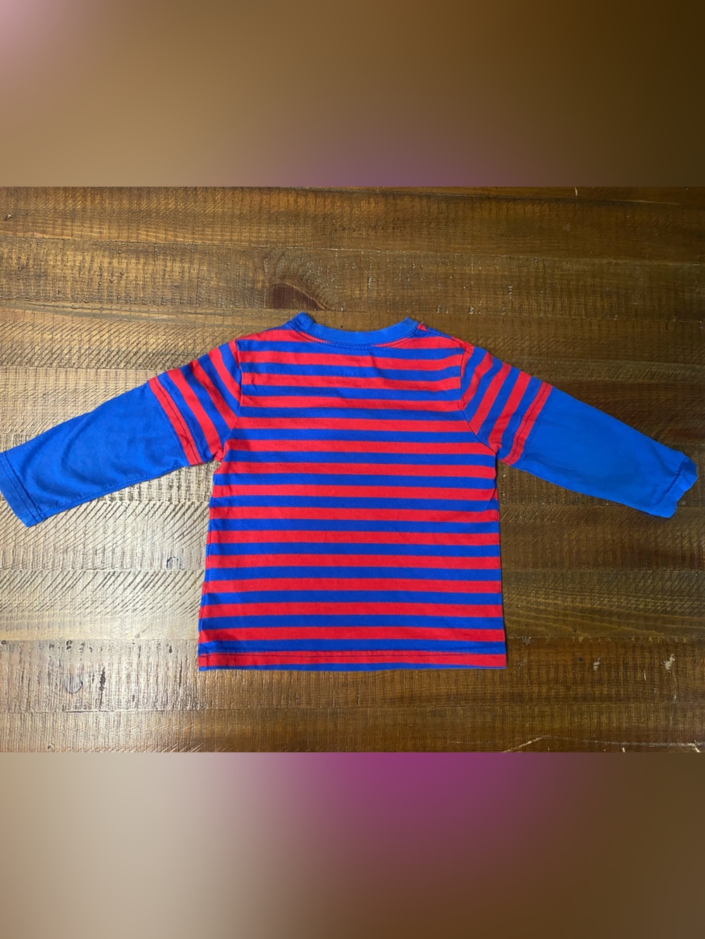 Kids Red & Blue Striped Long Sleeve Pocket Tee - Picture 2 of 4